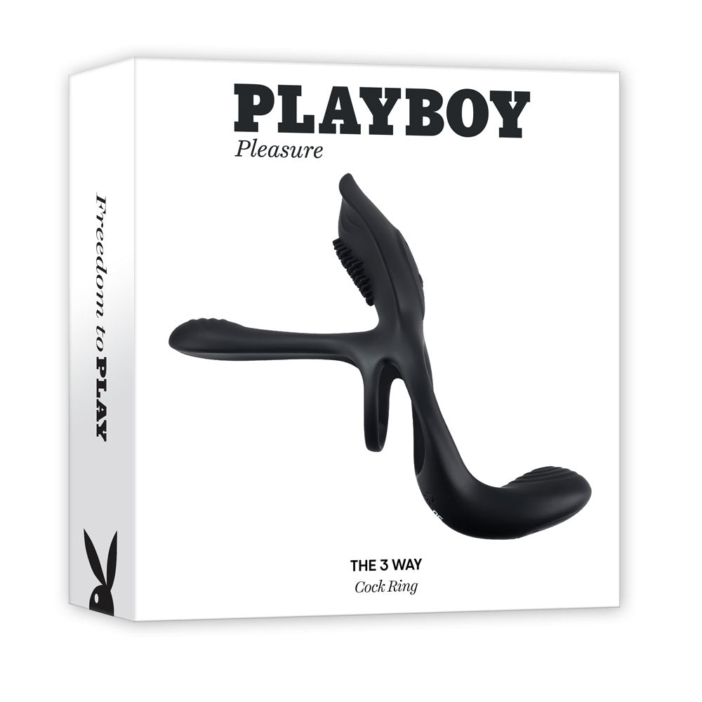Playboy Pleasure The 3 Way USB Rechargeable Cock Ring 16.5 cm Black COCK RINGS