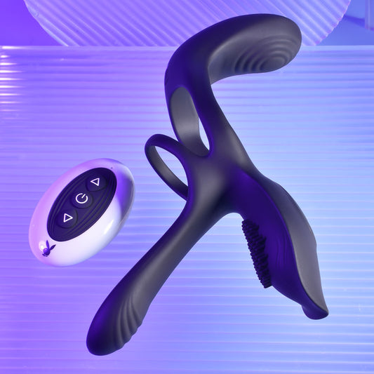 Playboy Pleasure The 3 Way -  USB Rechargeable Vibrating Cock Ring with Wireless Remote