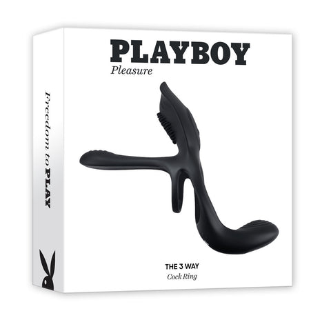 Playboy Pleasure The 3 Way Cock Ring 16.5 cm Black > Sex Toys > Couples Toys