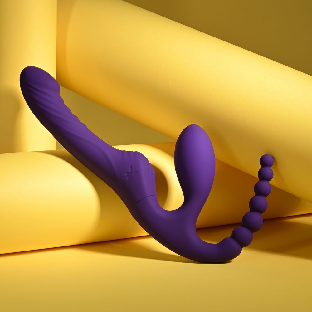 Playboy Pleasure Hug It Out – 29 cm USB Rechargeable Strapless Strap-On Purple > Dildos > Strapless Strap Ons