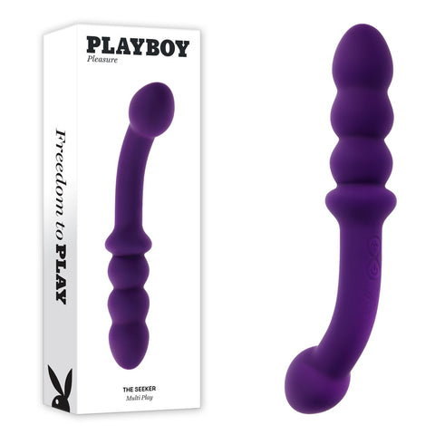 Playboy Pleasure THE SEEKER - 20.3 cm USB Rechargeable Double Ended Vibrator Purple > Dildos > Double Dildos