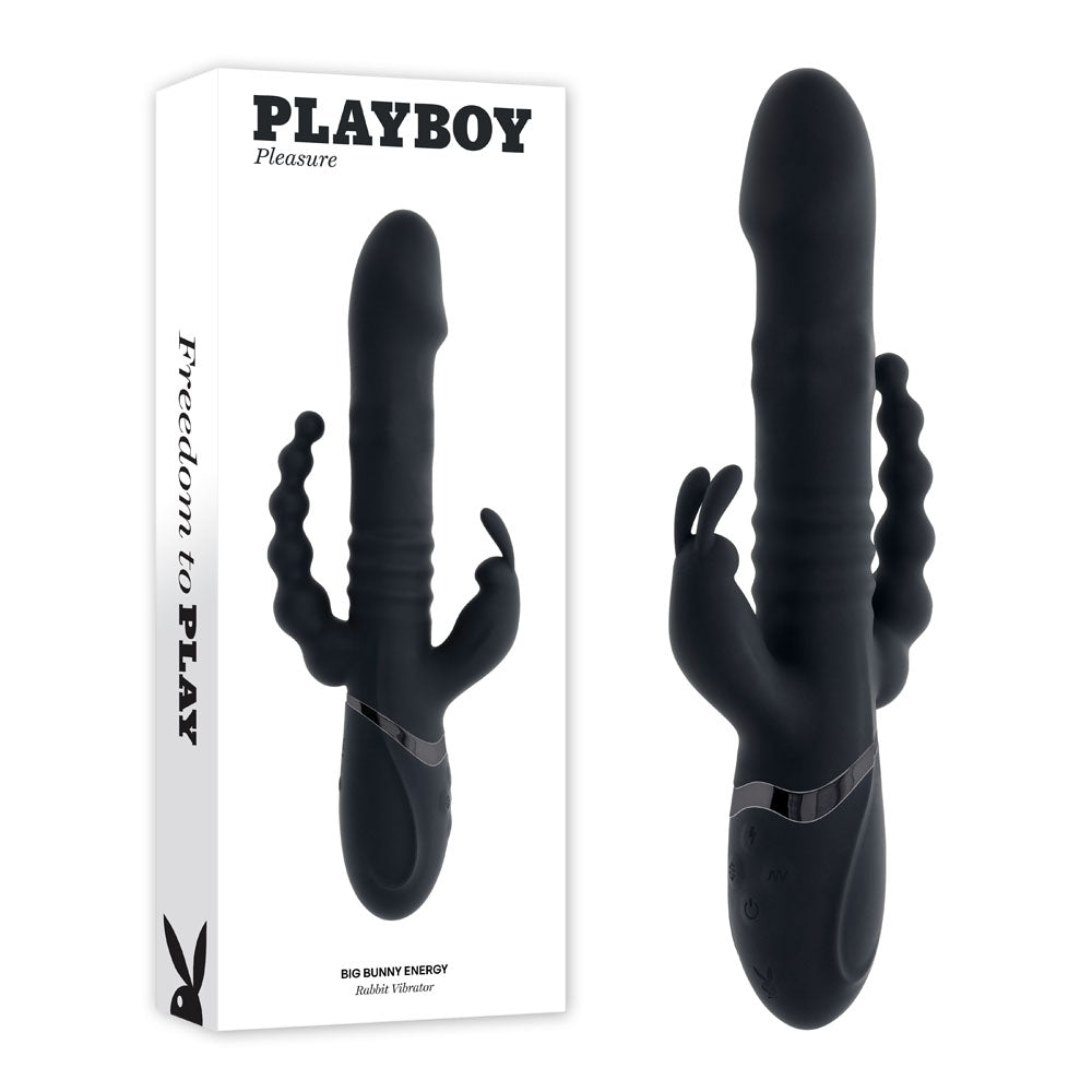 Playboy Pleasure BIG BUNNY ENERGY - 26.2 cm USB Rechargeable Rabbit Vibrator with Anal Beads Black > Vibrators > Ladies > Rabbit Main image