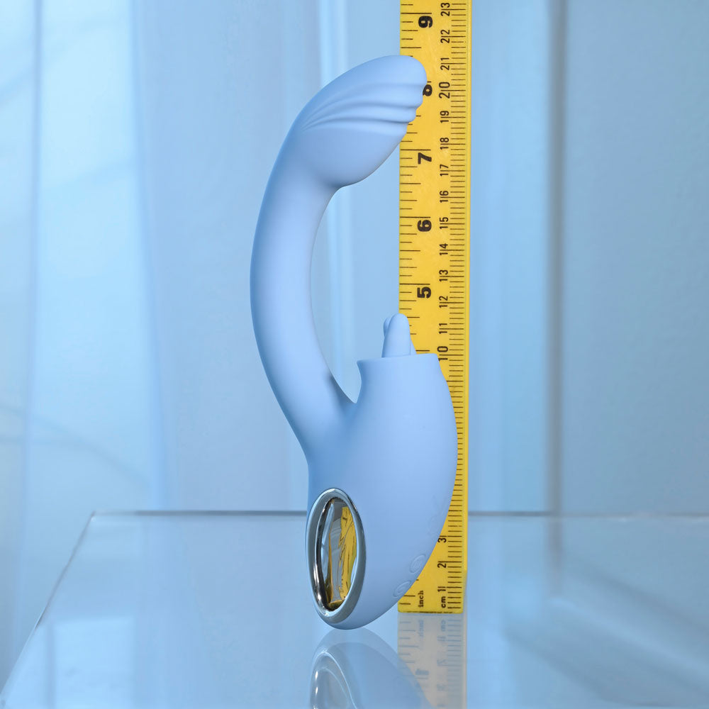Playboy Pleasure SAPPHIRE SKY - 21.6 cm USB Rechargeable Vibrator with Double Tongue Stimulator VIBRATORS-RABBIT-MULTI
