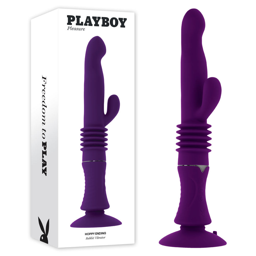 Playboy Pleasure Hoppy Ending – USB Rechargeable 29.2 cm Rabbit Vibrator Purple > Vibrators > Ladies > Rabbit Multi Main image
