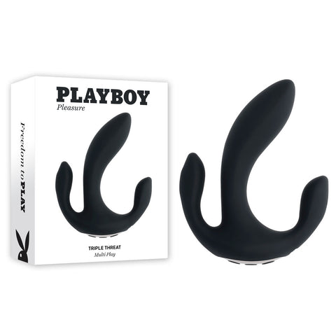 Playboy Pleasure - TRIPLE THREAT 3 Head Stimulator 13.5cm Black VIBRATORS - MULTI