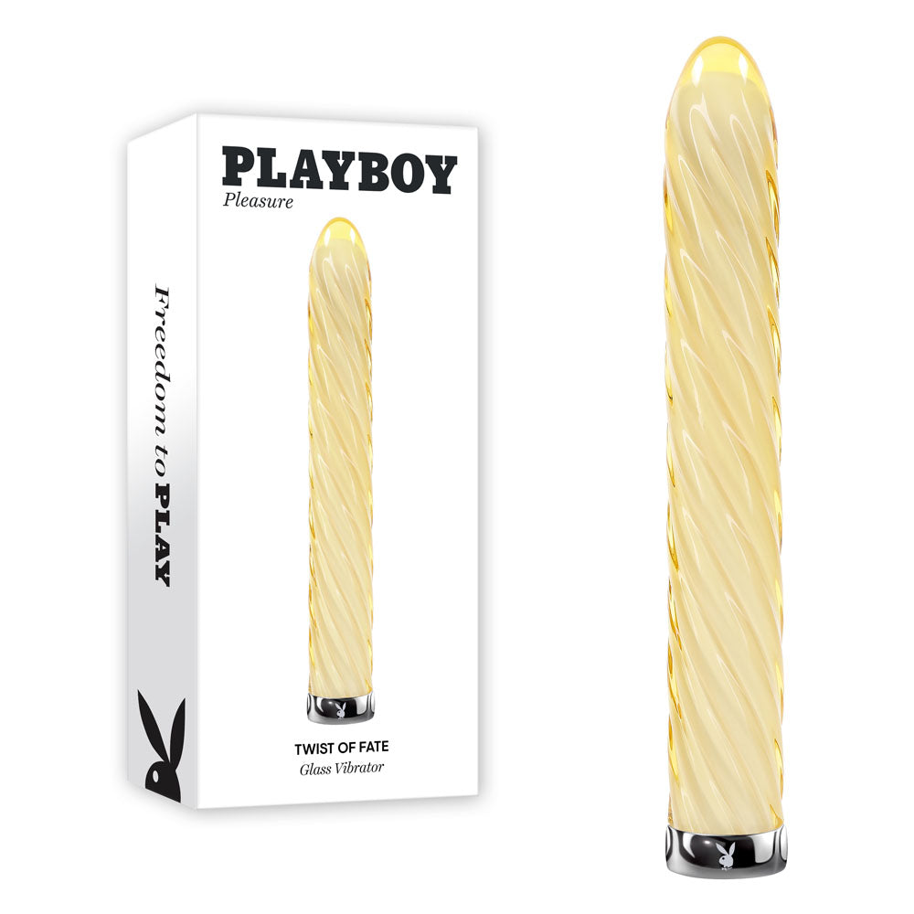 Playboy Pleasure Twist of Fate 17.5 cm Glass Vibrator Yellow > Vibrators > Standard Vibrators