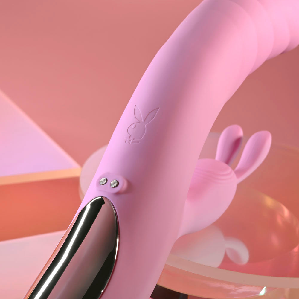 Playboy Pleasure RUB ME RIGHT - 23.2 cm USB Rechargeable Thrusting Rabbit Vibrator VIBRATORS