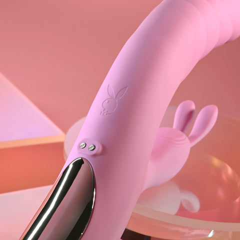 Playboy Pleasure RUB ME RIGHT - 23.2 cm USB Rechargeable Thrusting Rabbit Vibrator VIBRATORS