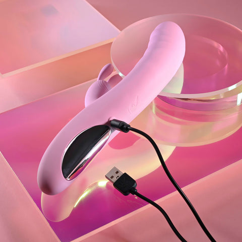 Playboy Pleasure RUB ME RIGHT - 23.2 cm USB Rechargeable Thrusting Rabbit Vibrator VIBRATORS