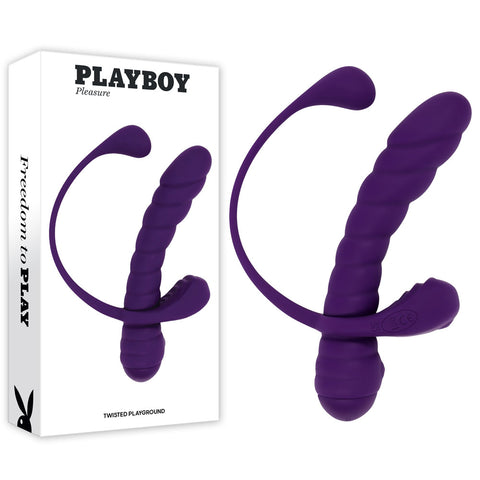 Playboy Pleasure TWISTED PLAYGROUND - USB Rechargeable Vibrator and Cock Ring Kit Purple KITS