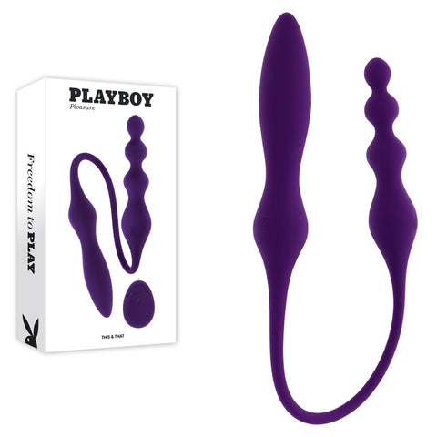 Playboy Pleasure This & That – USB Rechargeable Flexible Dual-Ended Vibrator 60 cm Purple VIBRATORS - MULTI