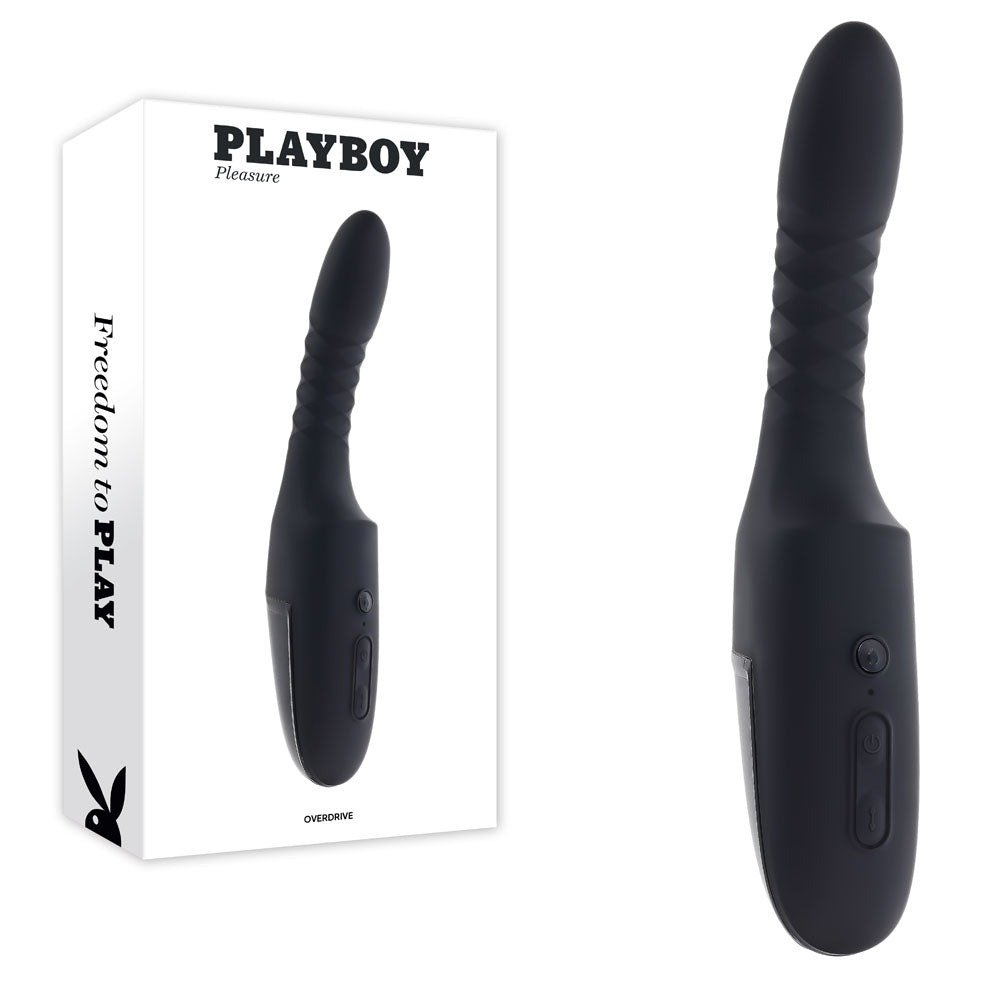 Playboy Pleasure Overdrive – 28.2 cm USB Rechargeable Thrusting Vibrator Black > Vibrators > Standard Vibrators Main image
