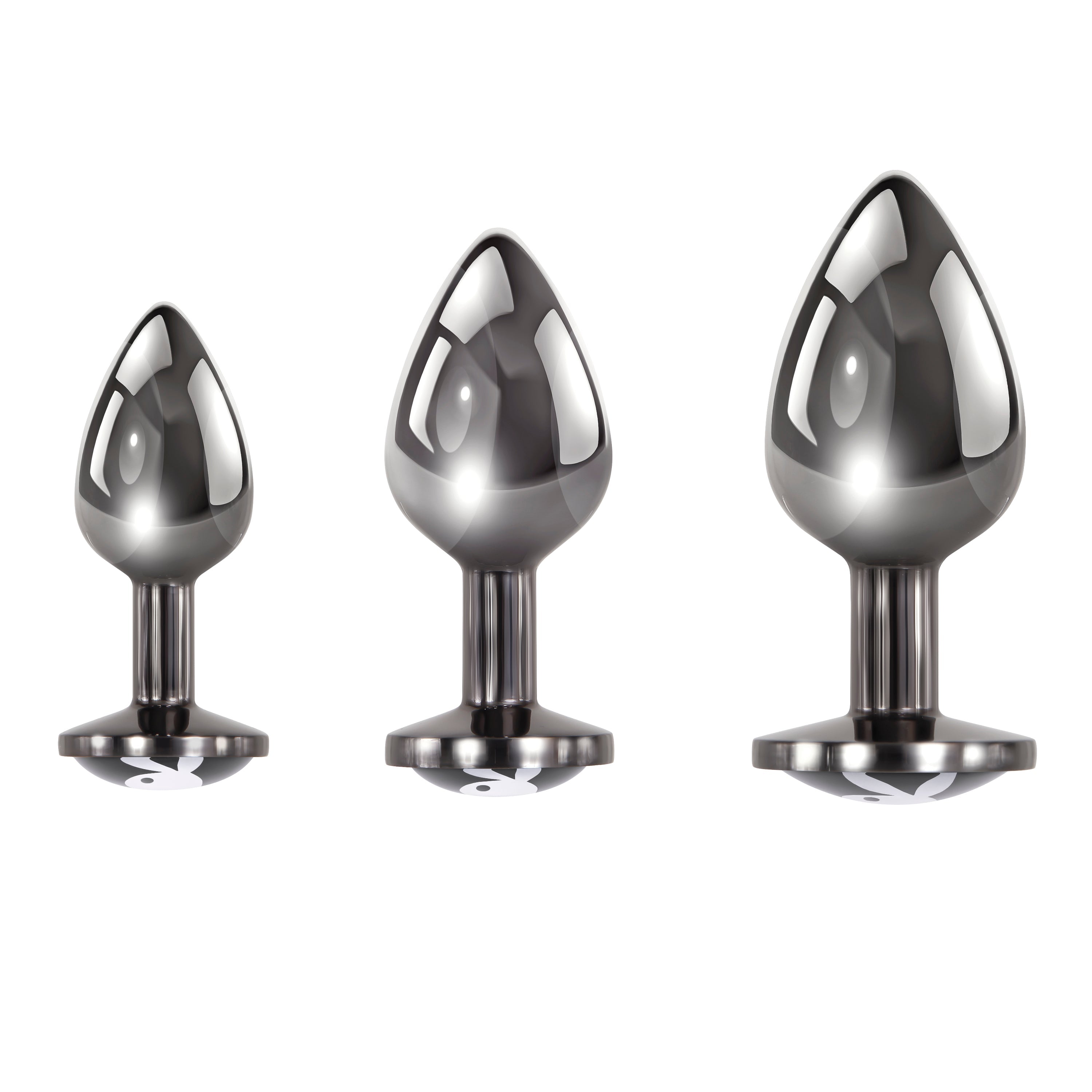 Playboy Pleasure 3 Ways Hematite Plated Metal Anal Plug Set > Anal Range > Butt Plug Kits