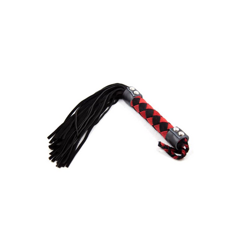 Plesur 15 Inch Leather Flogger with Black and Red Braided Handle Default Title Whips & Paddles