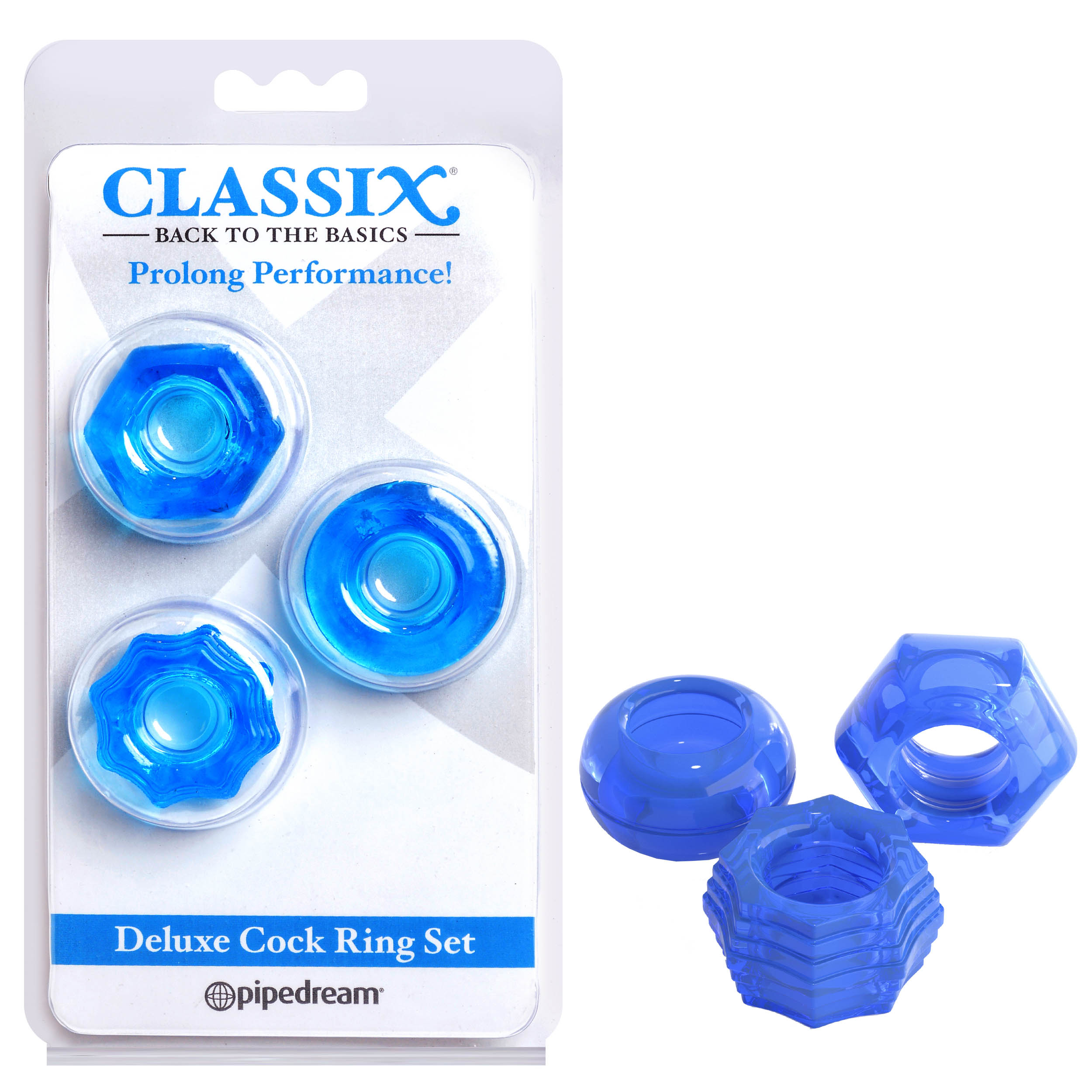Classix Deluxe Blue Cock Ring Set of 2 for Enhanced Pleasure Default Title COCK RING Set