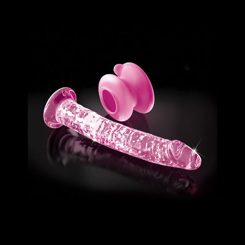 Icicles 17cm Glass Dong with Suction Base Pink DONGS Glass
