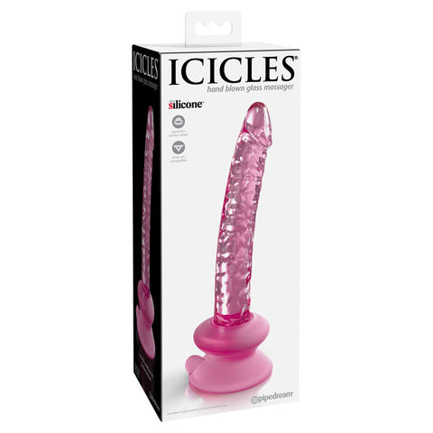 Icicles 17cm Glass Dong with Suction Base Pink Pink DONGS Glass