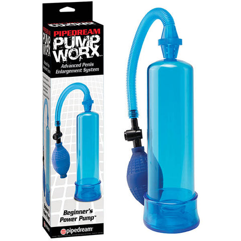 Pump Worx Beginner Power Pump - 7.5" x 2.1" Insertable Penis Pump Blue > Pumps > Penis Pumps