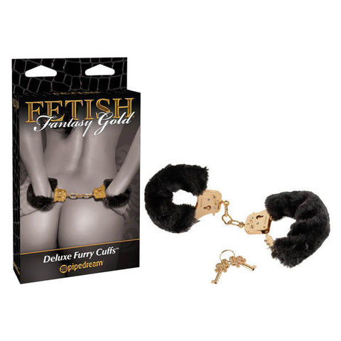 Fetish Fantasy Gold Deluxe Furry Cuffs Black Gold Furry Restraints > Bondage Gear > Restraints