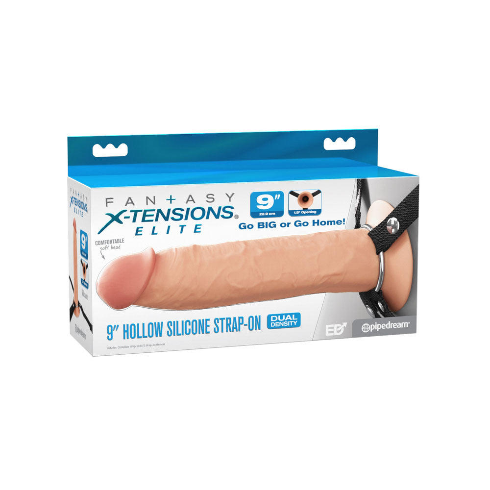 Fantasy X-Tensions Elite 9 Inch Hollow Strap-On (Light) – Silicone Strap-On > Dildos > Strap On Dildos