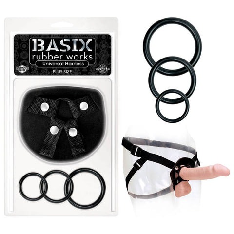 Basix Rubber Works Universal Harness - Plus Size Black > Realistic Dildos and Vibes > Strap On Harnesses