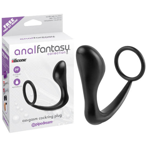 Anal Fantasy Collection Ass Gasm (Black) – Stretchy Silicone Cockring Plug > Anal Range > Prostate Massagers