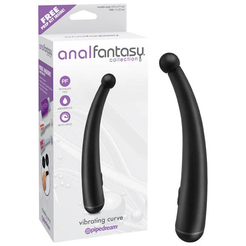 Anal Fantasy Collection Vibrating Curve 7 Inch Anal Vibrator Black > Anal Range > Vibrating Butt Plugs