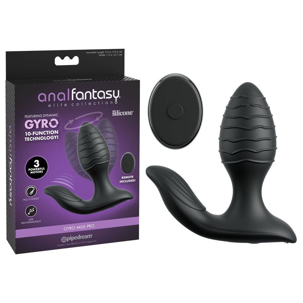 Anal Fantasy Elite Gyro Milk Pro Black 4.25" Prostate Stimulator Black > Anal Range > Prostate Plugs