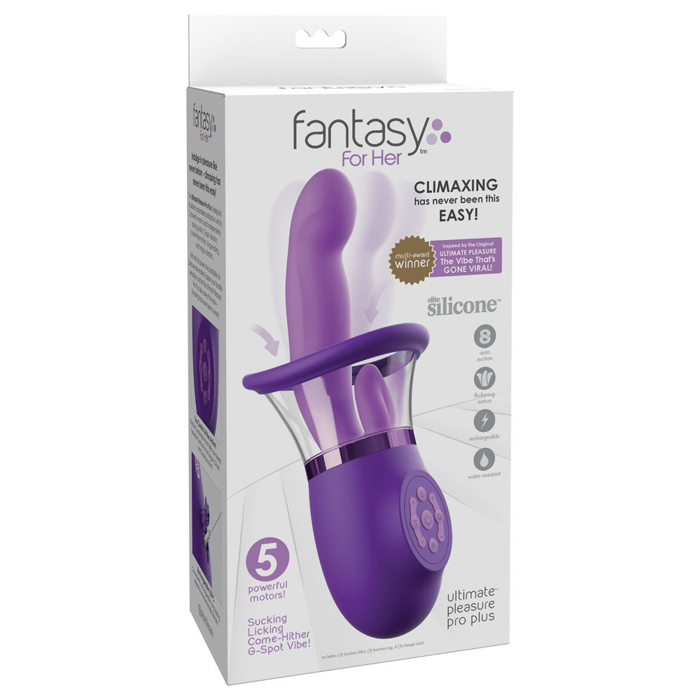 Fantasy For Her Ultimate Pleasure Pro Plus USB Rechargeable Sucking Licking and Flicking Vibrator Suction Stimulator