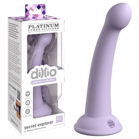 Dillio Platinum Secret Explorer 6 Inch Dong Made of Platinum Cured Silicone Purple Dongs Neutral