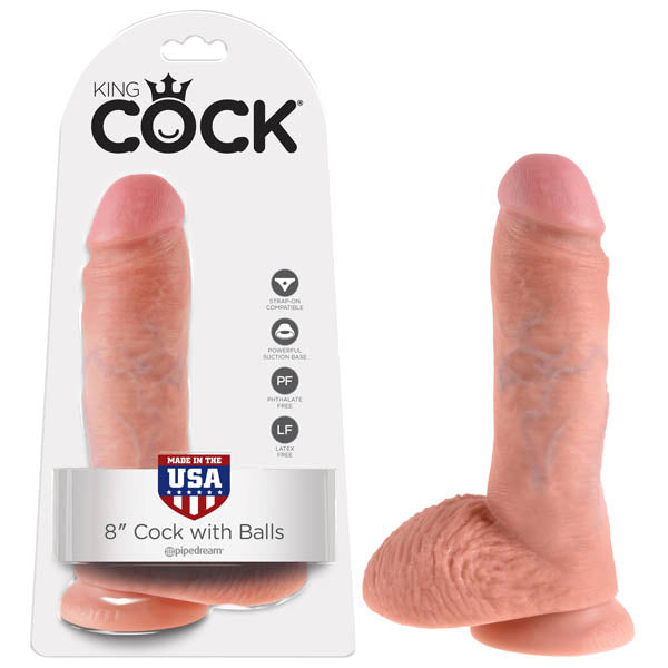 King Cock 8 Inch Realistic Handmade Dildo with Balls – 20.3 cm Length, 5.1 cm Diameter > Dildos > Realistic Dildos Main image