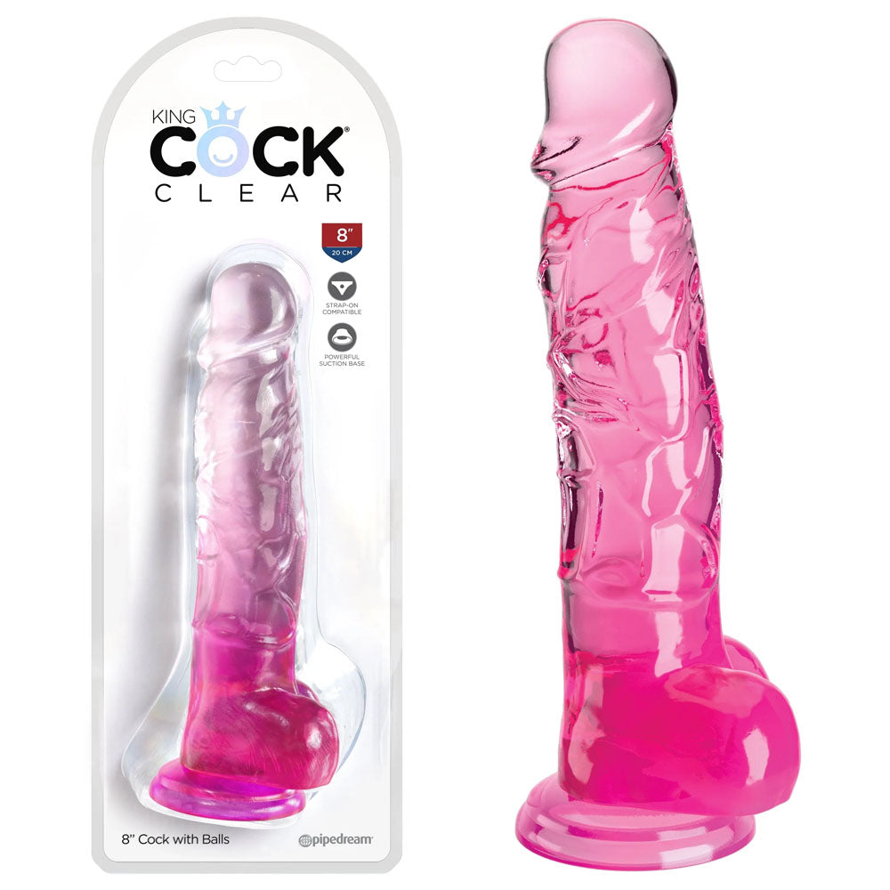 King Cock Clear 8'' Cock with Balls -