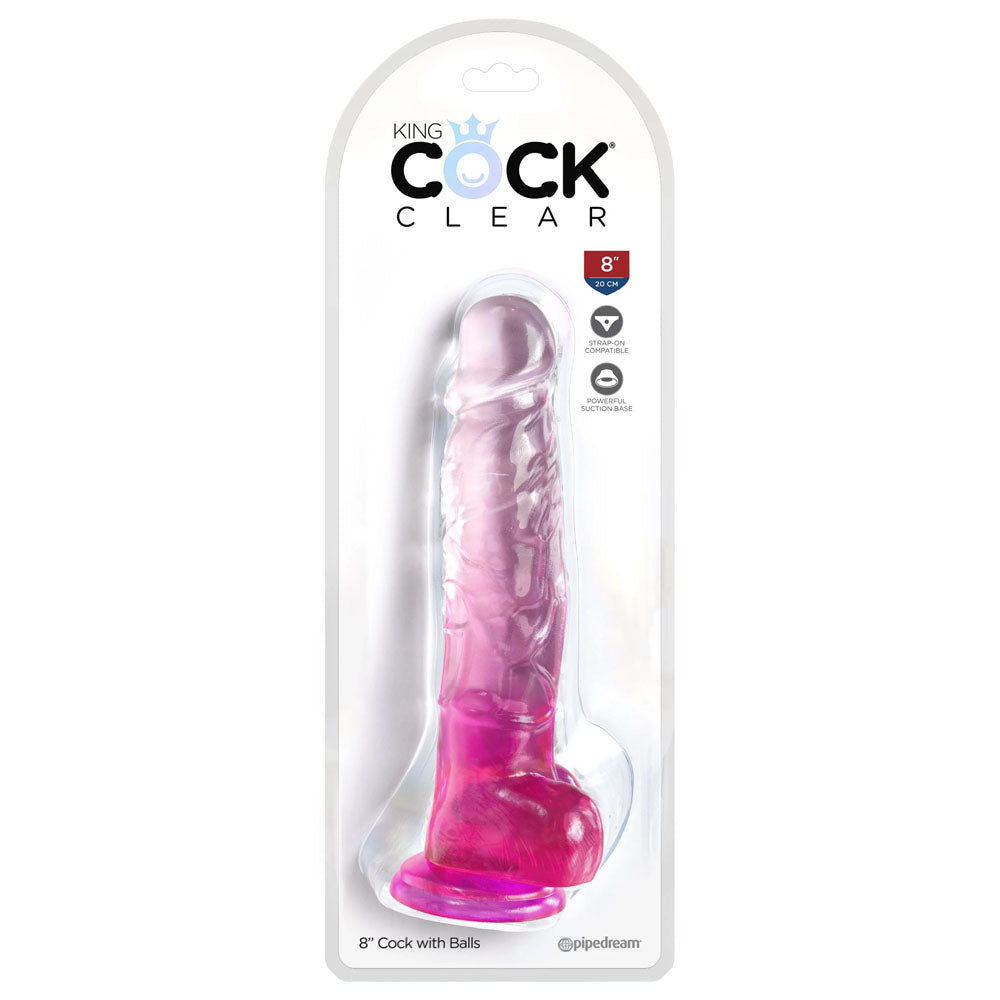 King Cock Clear 8'' Cock with Balls -