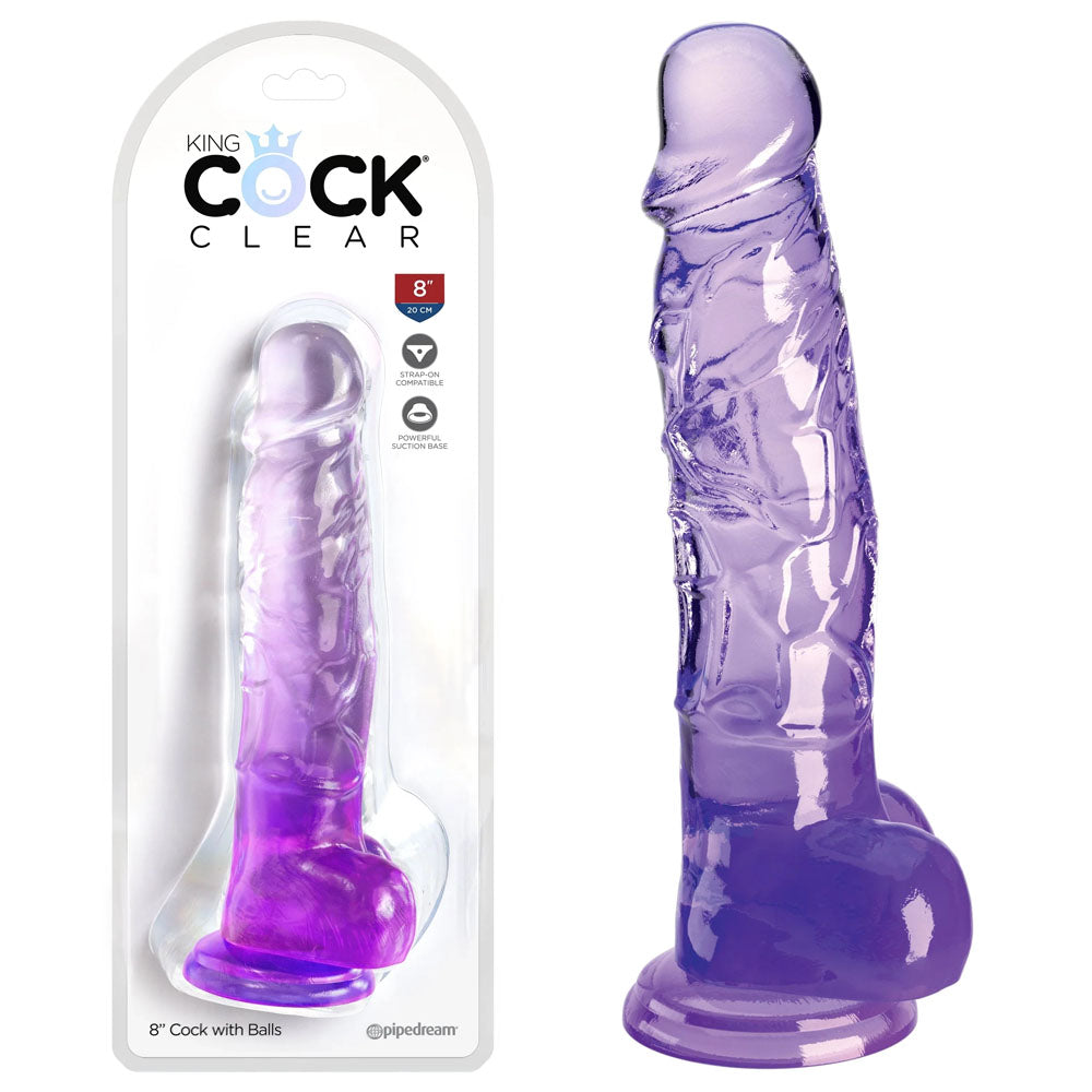 King Cock Clear 8'' Cock with Balls -