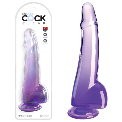 King Cock Clear 10 Inch Dildo with Balls Purple > Dildos > Large Dildos