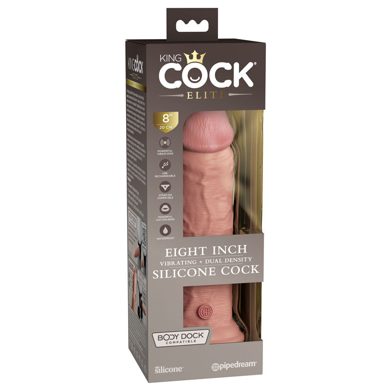 King Cock Elite 8'' Vibrating Dual Density Cock -  -  20.3 cm USB Rechargeable Vibrating Dong