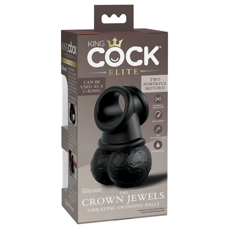 King Cock Elite The Crown Jewels (Silicone) – USB Rechargeable Vibrating Cock Ring Balls > Cock Ring > Vibrating