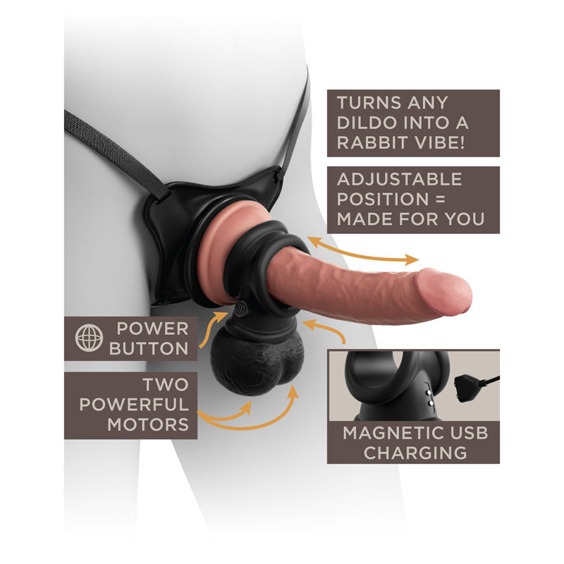 King Cock Elite Ultimate Vibrating Silicone Body Dock Kit 17.8 cm Strap on