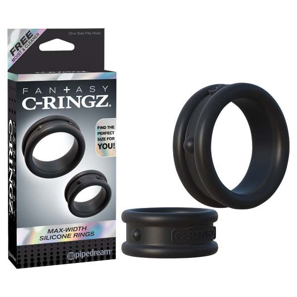 Fantasy C-Ringz Max Width Silicone Cock Rings Set of 2 Black Cockrings