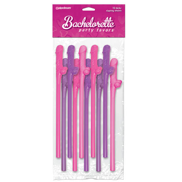 Bachelorette Party Favors Dicky Sipping Straws Set of 10 Coloured Straws Default Title > Novelties > Party Supplies