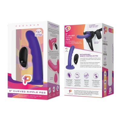 Pegasus 6 Inch Wireless Remote Control Curved Wave Peg Harness in Purple Default Title STRAP-ONS