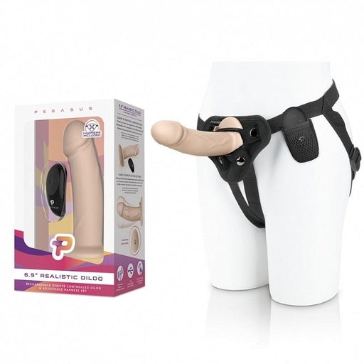 Pegasus 6.5 Inch Realistic Flesh Tone Rechargeable Remote Controlled Dildo with Adjustable Harness and Wireless Remote Default Title STRAP-ONS