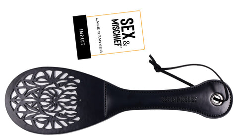 Lace Spanker Paddle 13 Inch PU Leather Bondage Toy Adult Black > Bondage Gear > Paddles
