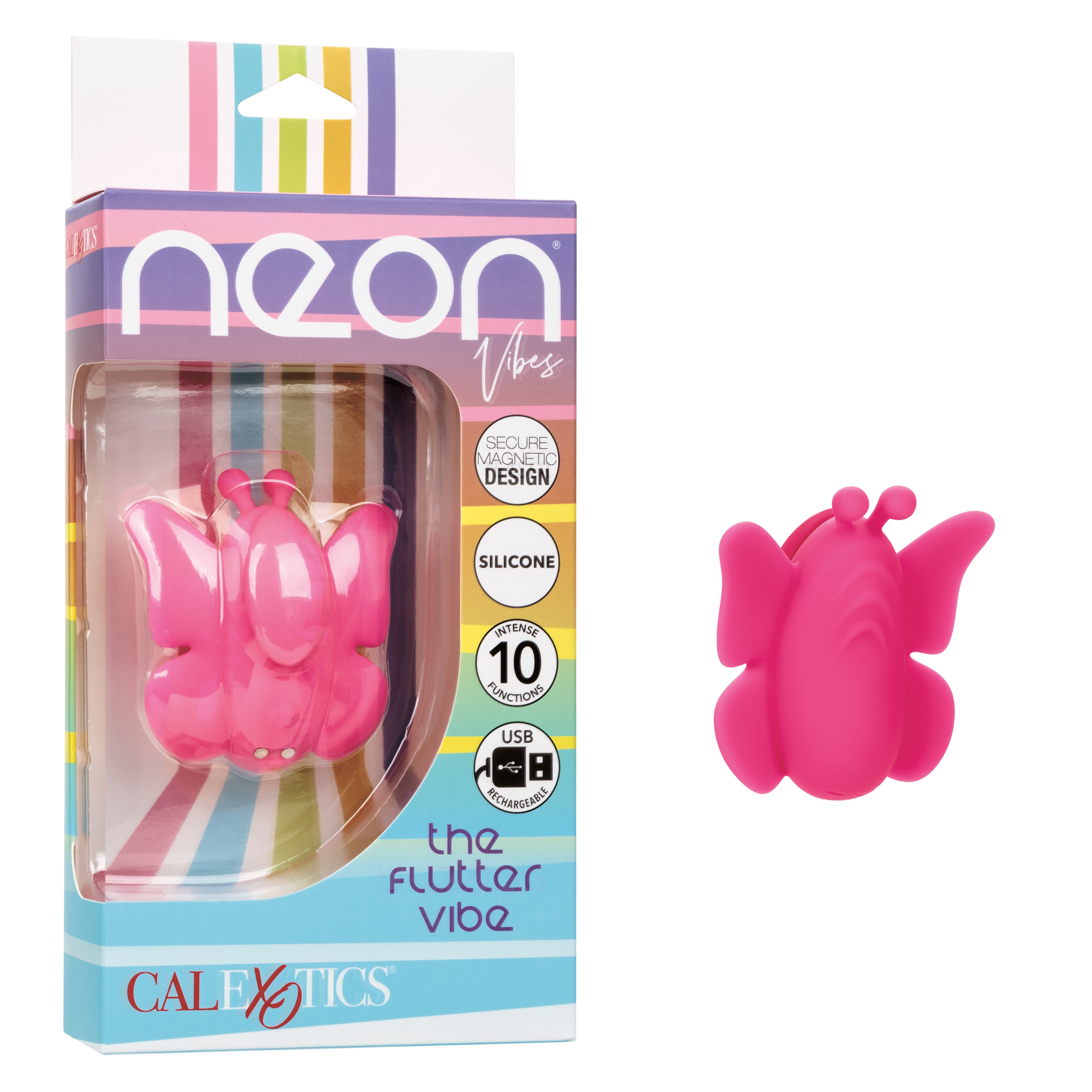 Neon Vibes The Flutter Vibe Pink Butterfly Panty Vibe with 10 Functions Silicone Waterproof > Sex Toys For Ladies > Panty Vibes