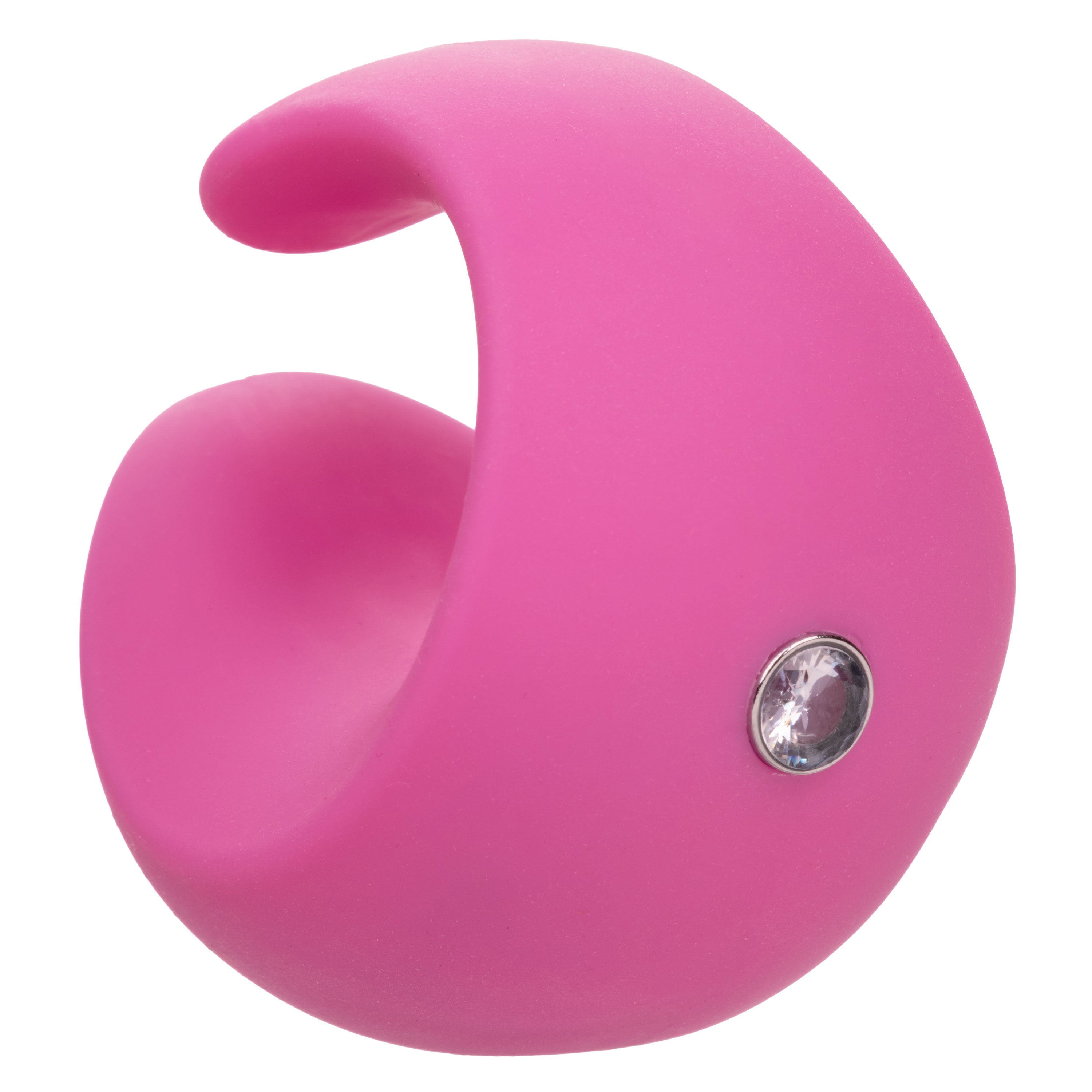 LuvMor "O"s Pink Mini Curved Massager with 10 Speeds, Liquid Silicone, USB Rechargeable, Waterproof Finger Stimulator