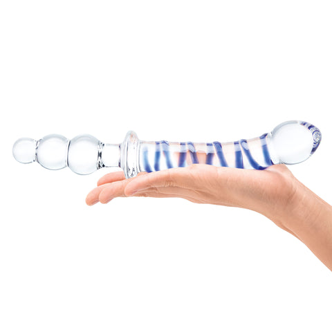 Glas 10 Inch Twister Dual-Ended Glass Dildo with Blue Spiral Design > Glass > Dildos