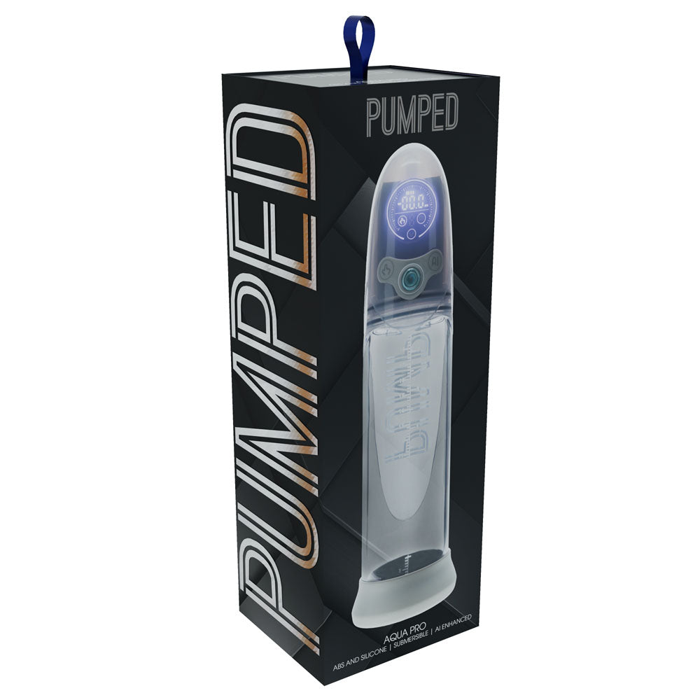 Pumped Aqua Pro Auto USB Rechargeable Penis Pump Grey Clear PUMPS Male Electric
