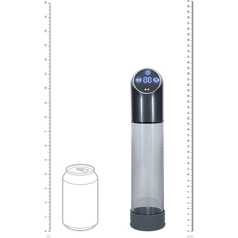 Pumped Automatic Waterproof Penis Pump in Gun Metal and Clear Rechargeable PUMPS Male Electric