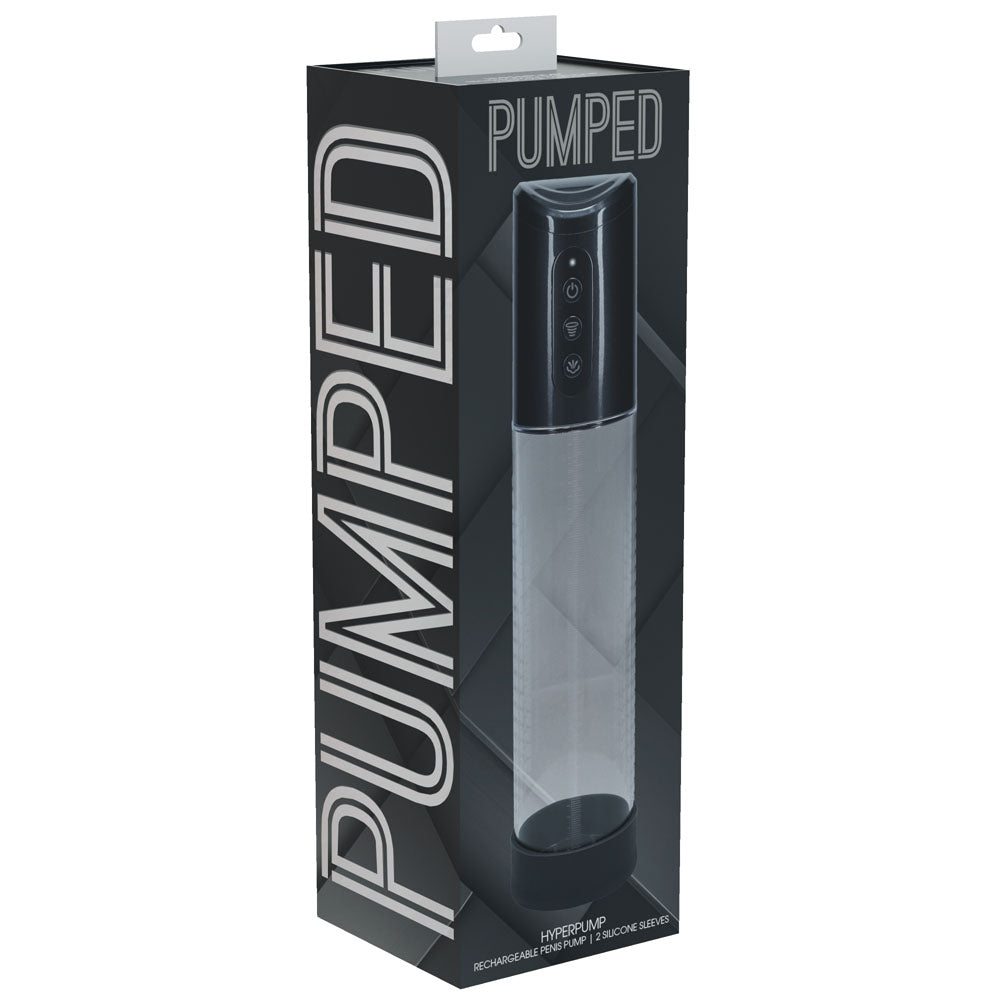 Pumped Hyperpump 20cm Automatic Penis Pump Gunmetal Grey with Silicone Insertion Sleeve > Pumps > Penis Pumps Electric