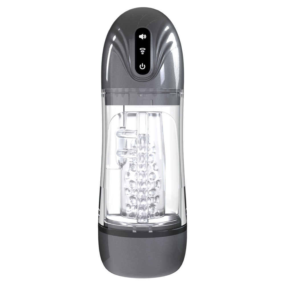 PUMPED SonicPull (Gunmetal Grey/Clear) – USB Rechargeable Sucking Vibrator Masturbator > Sex Toys For Men > Masturbators > Vibrating Main image